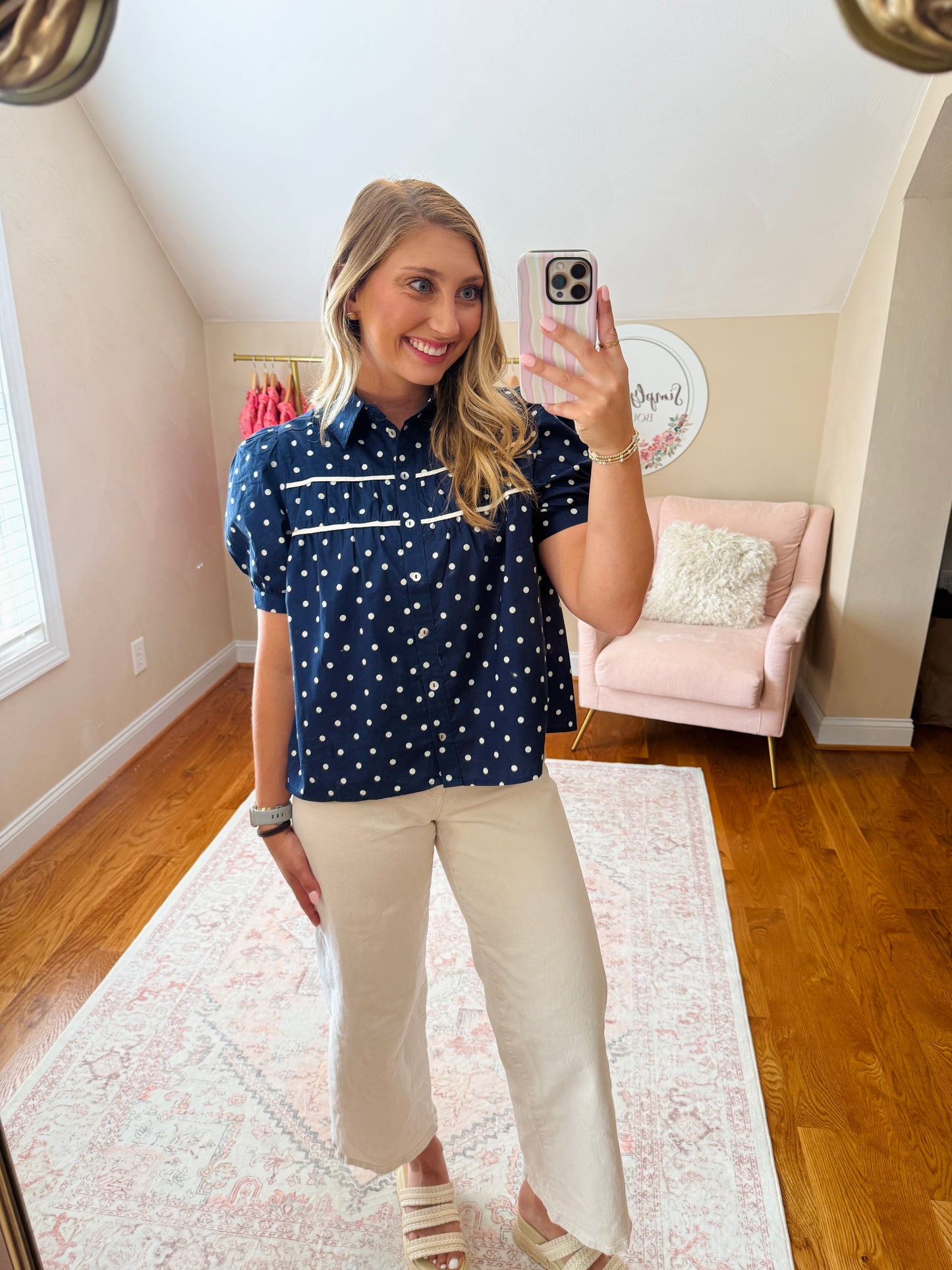 Dainty Navy Dot Top