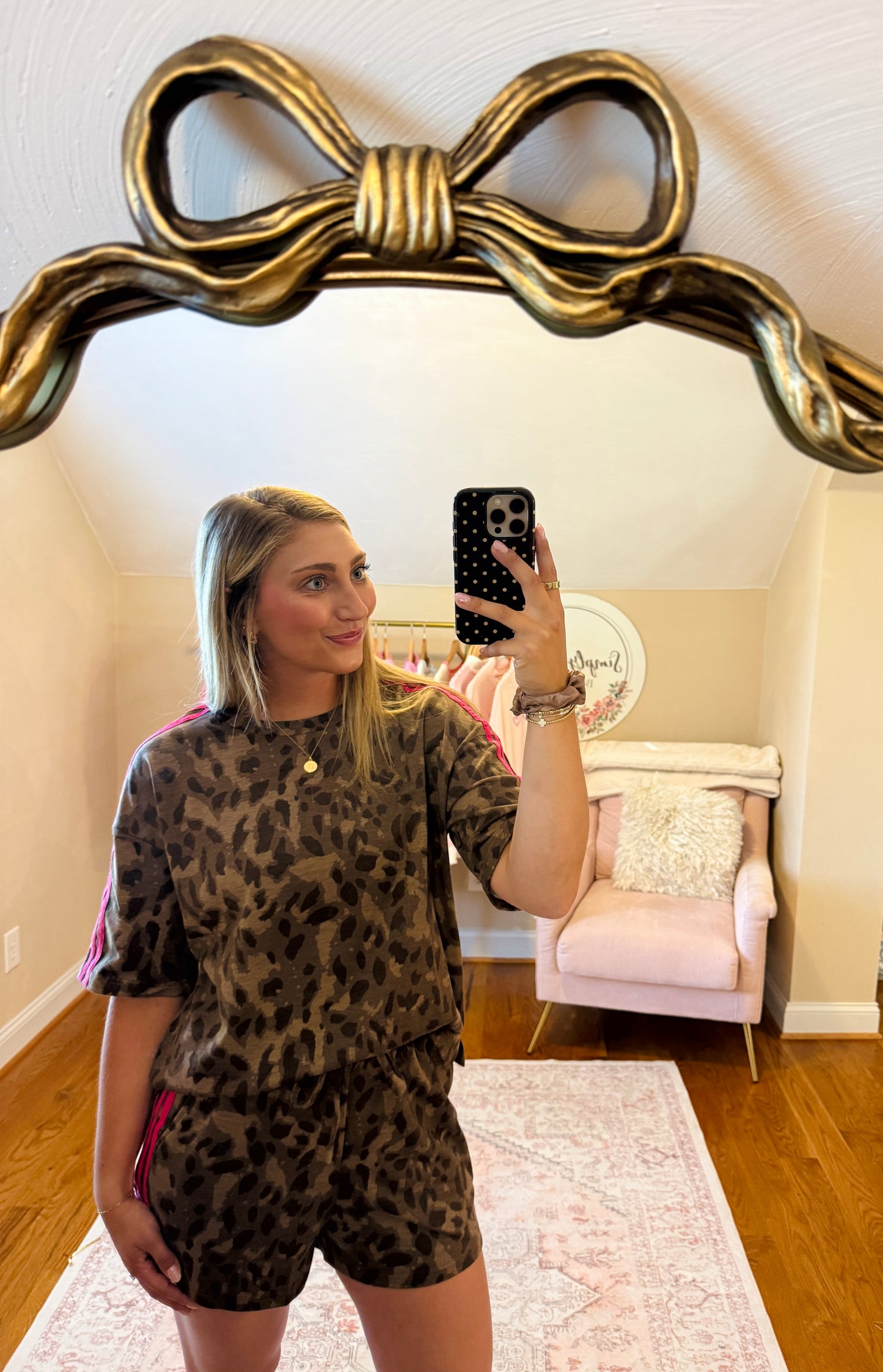 Hot Pink Varsity Leopard Set