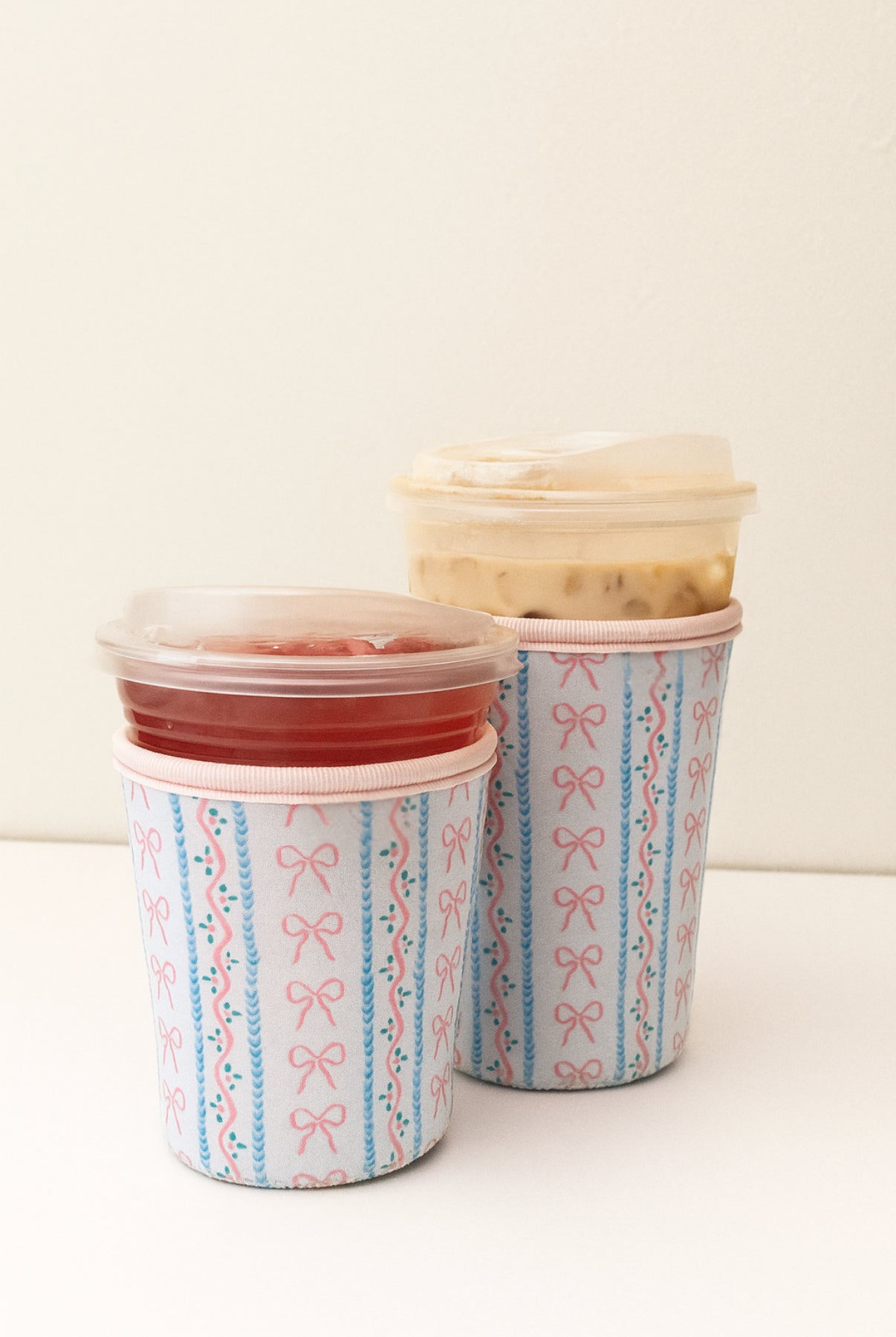 Bow Stripes Iced Coffee Drink Sleeve