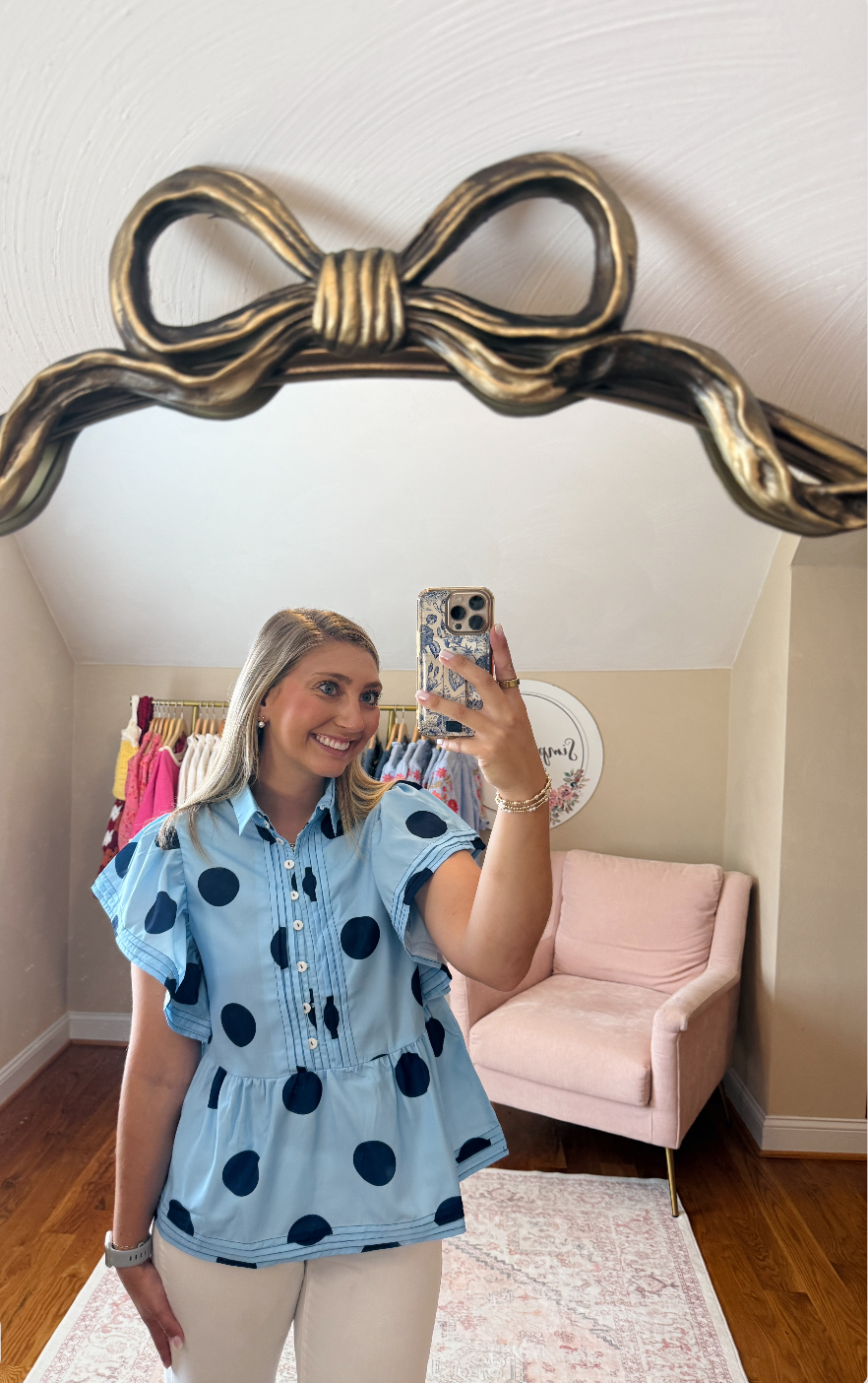 The Sky Dot Ruffle Top
