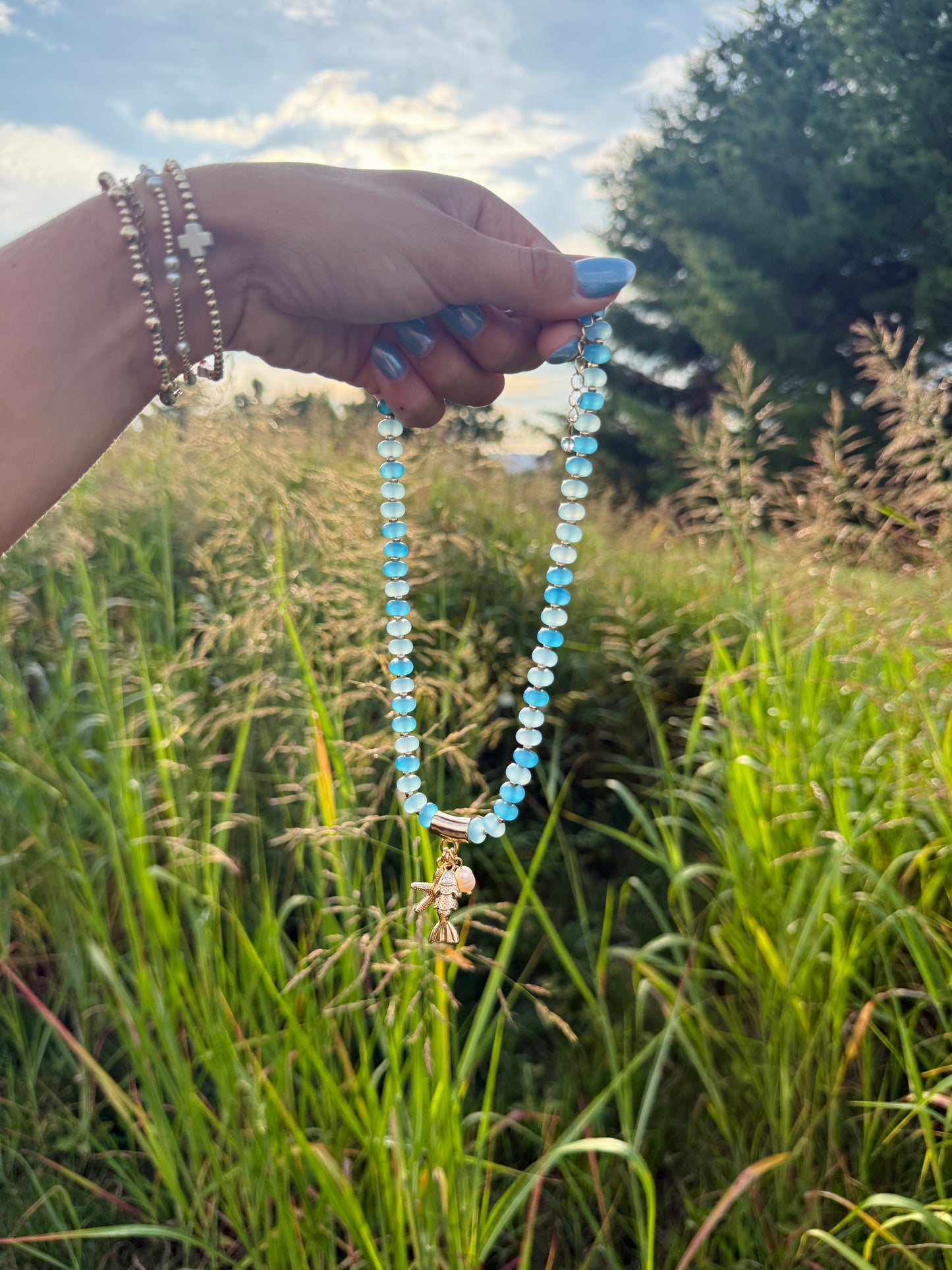 Sea Breeze Charm Beaded Necklace