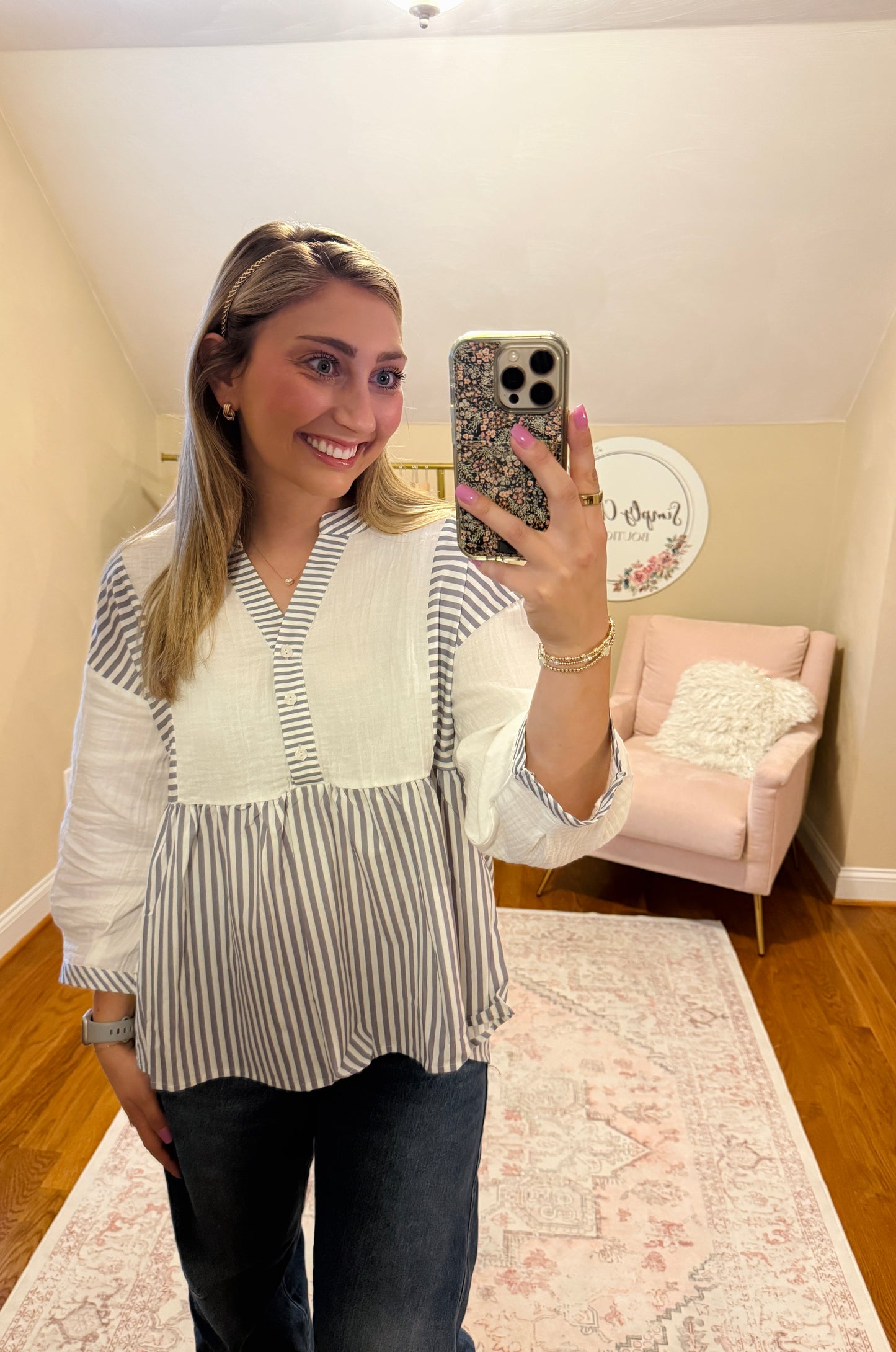 Striped Linen Babydoll Top