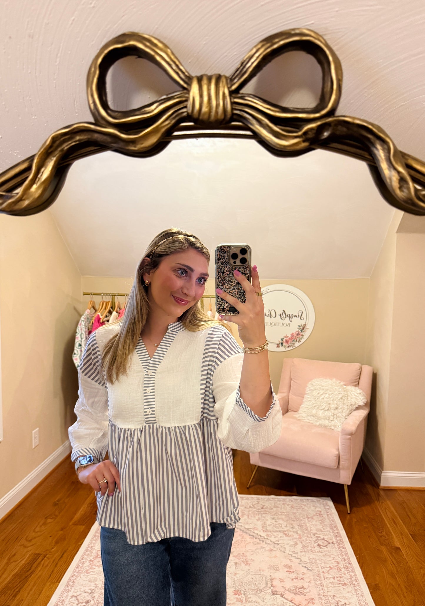 Striped Linen Babydoll Top