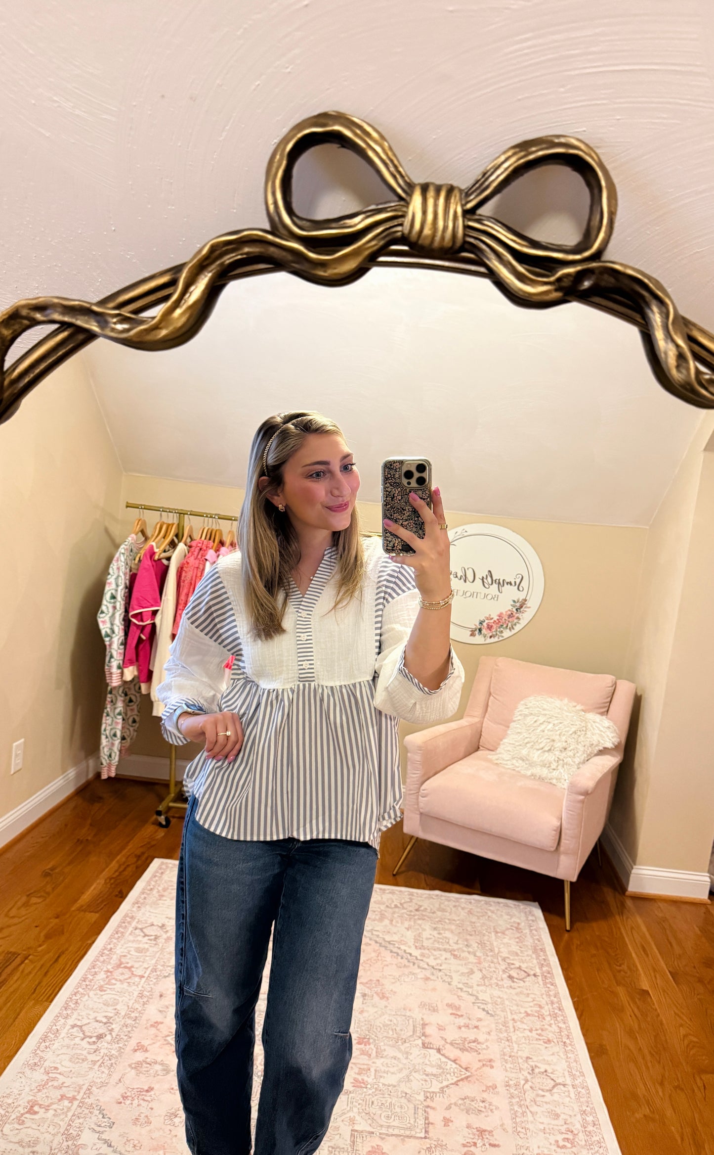 Striped Linen Babydoll Top