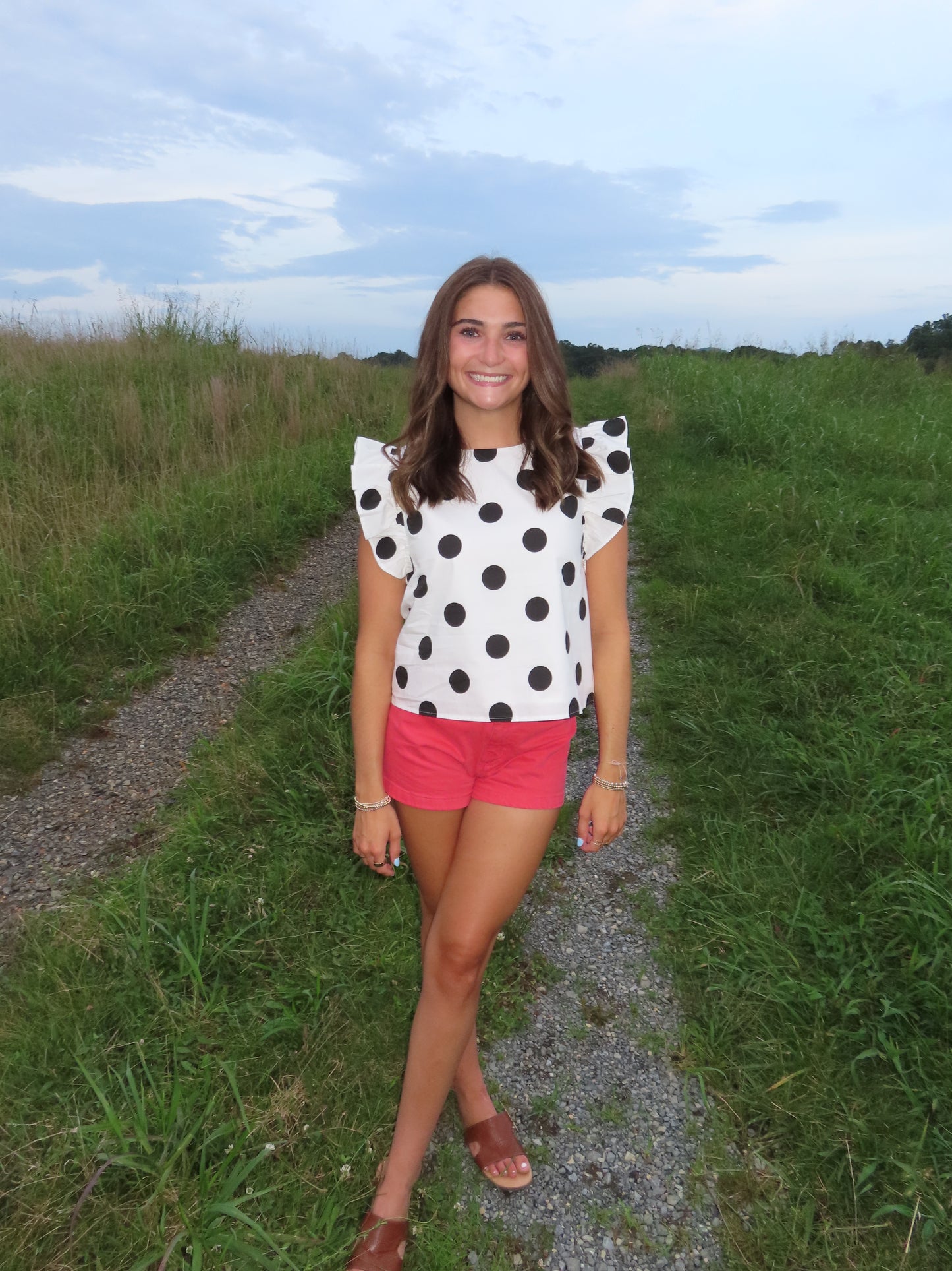The Ruffle Sleeve Polka Dot Top