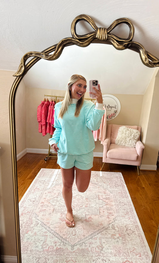 Green Cloud Mockneck & Shorts Set