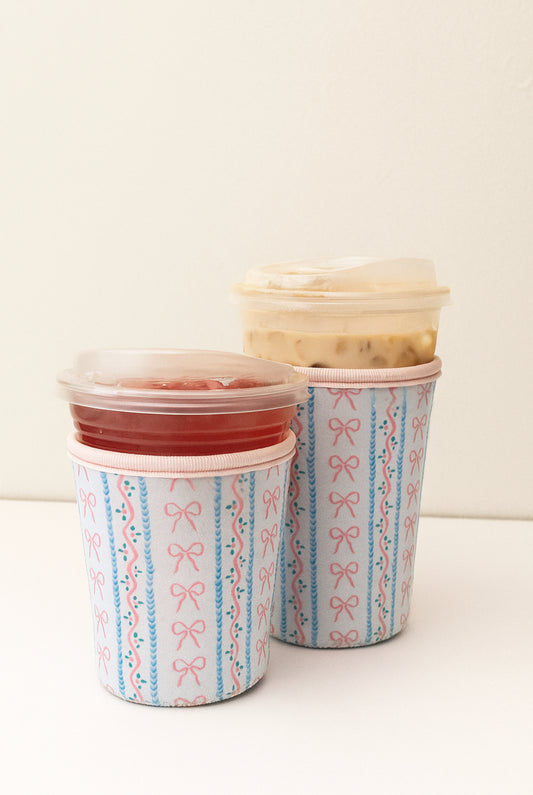 Bow Stripes Iced Coffee Drink Sleeve