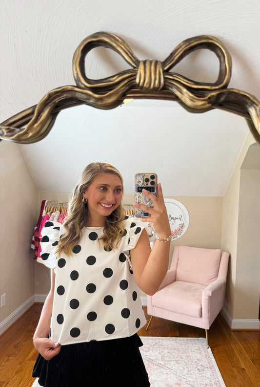 The Ruffle Sleeve Polka Dot Top