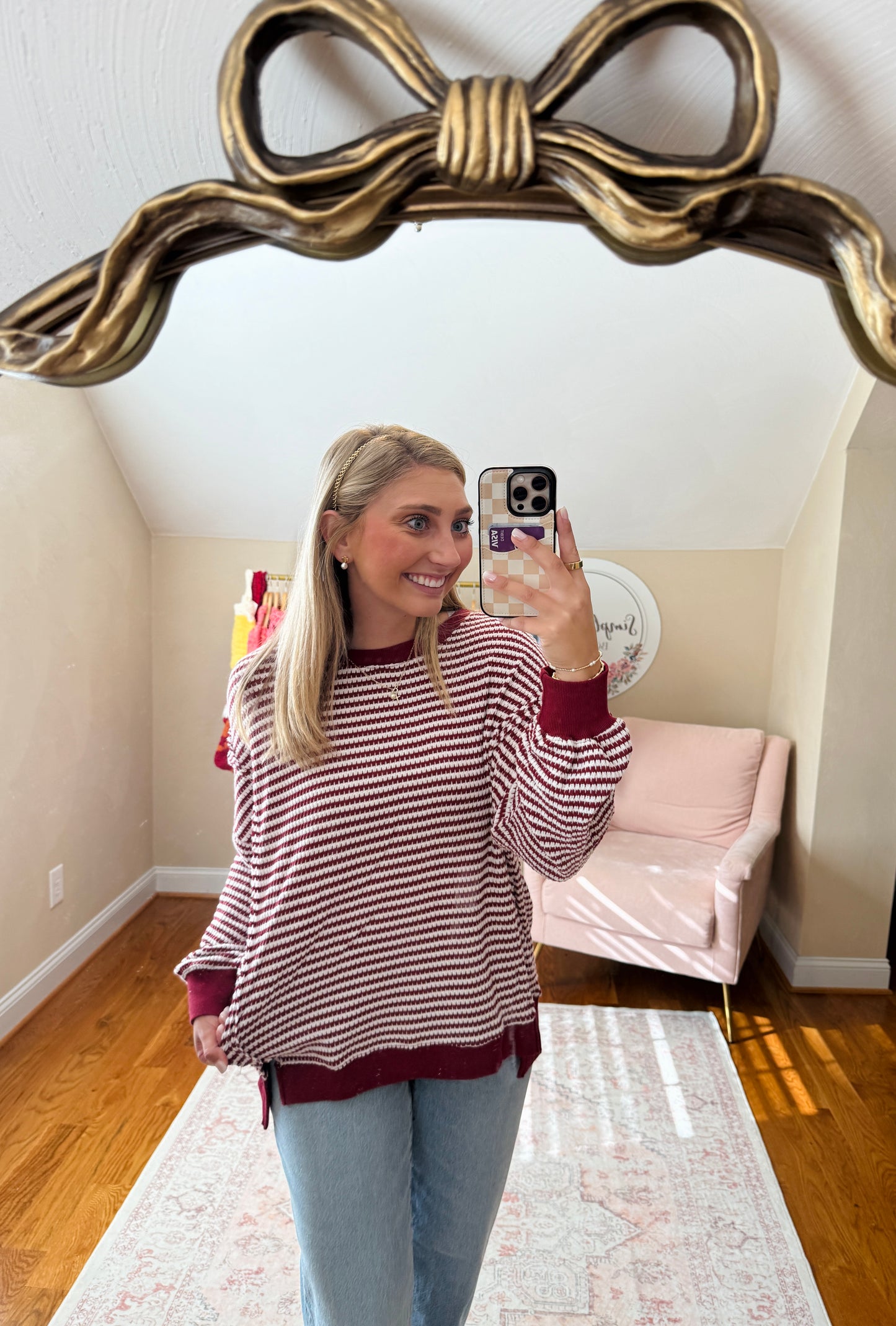 Maroon Striped Sweater