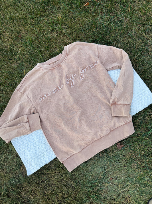 Saved by Grace Embroidered Crewneck