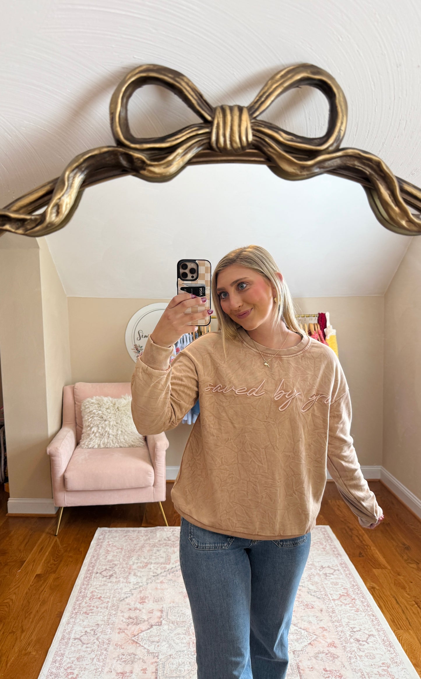 Saved by Grace Embroidered Crewneck