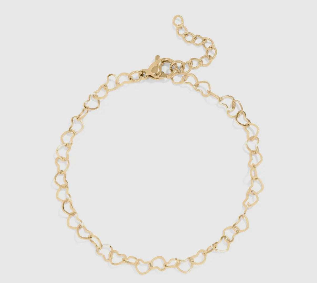 18k Gold Pvd Linked Heart Charm Bracelet