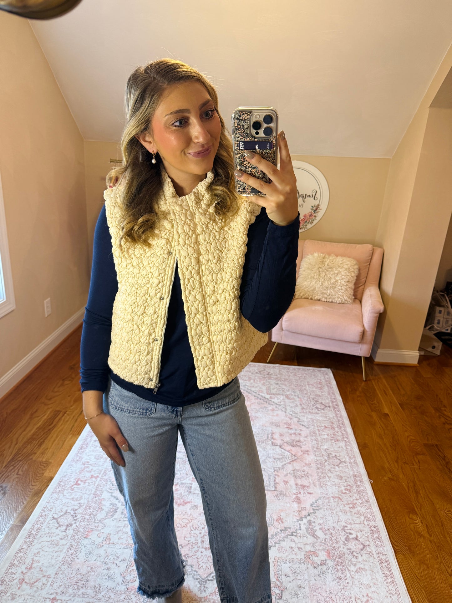 Cream Textured Vest