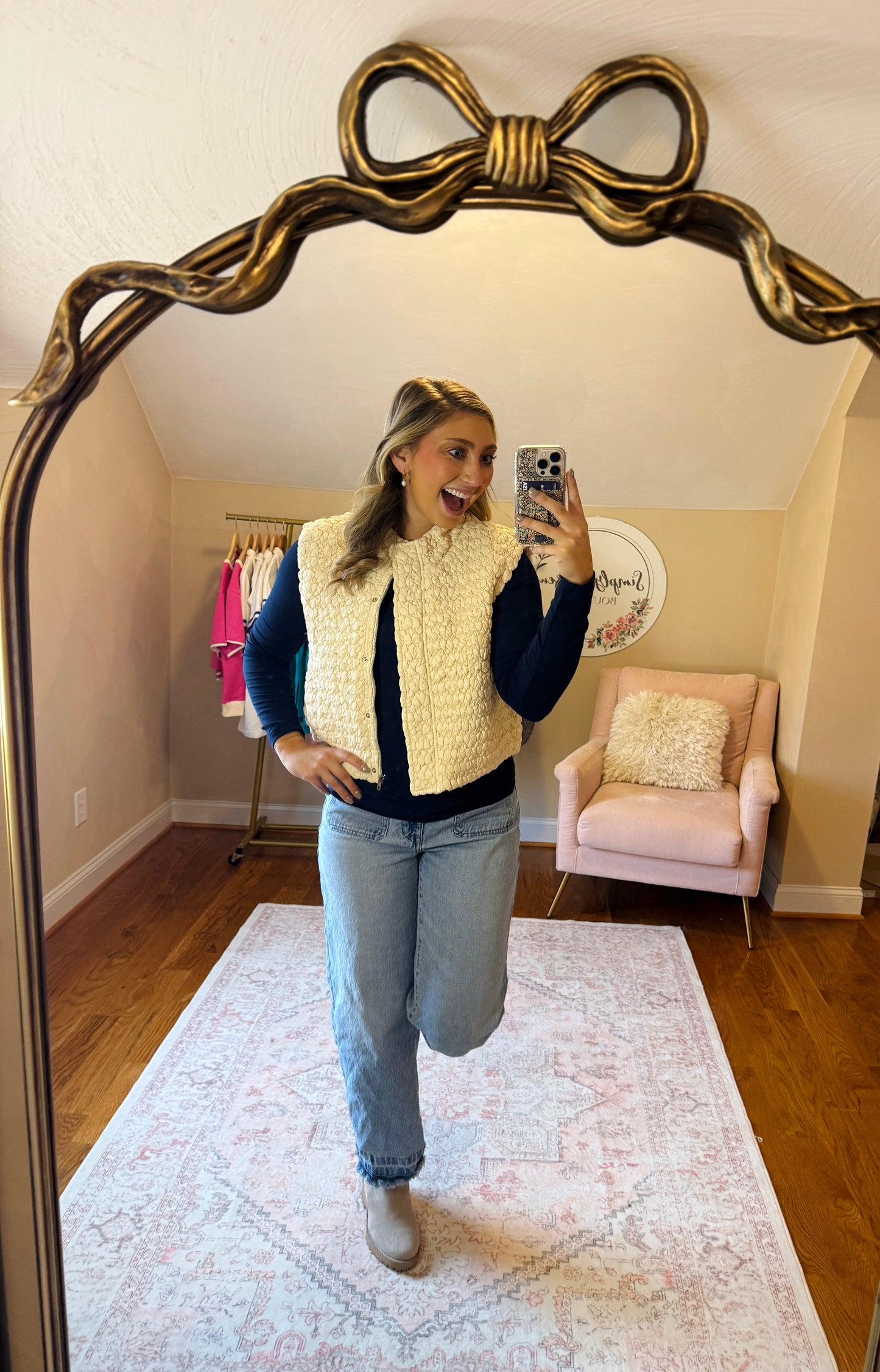 Cream Textured Vest