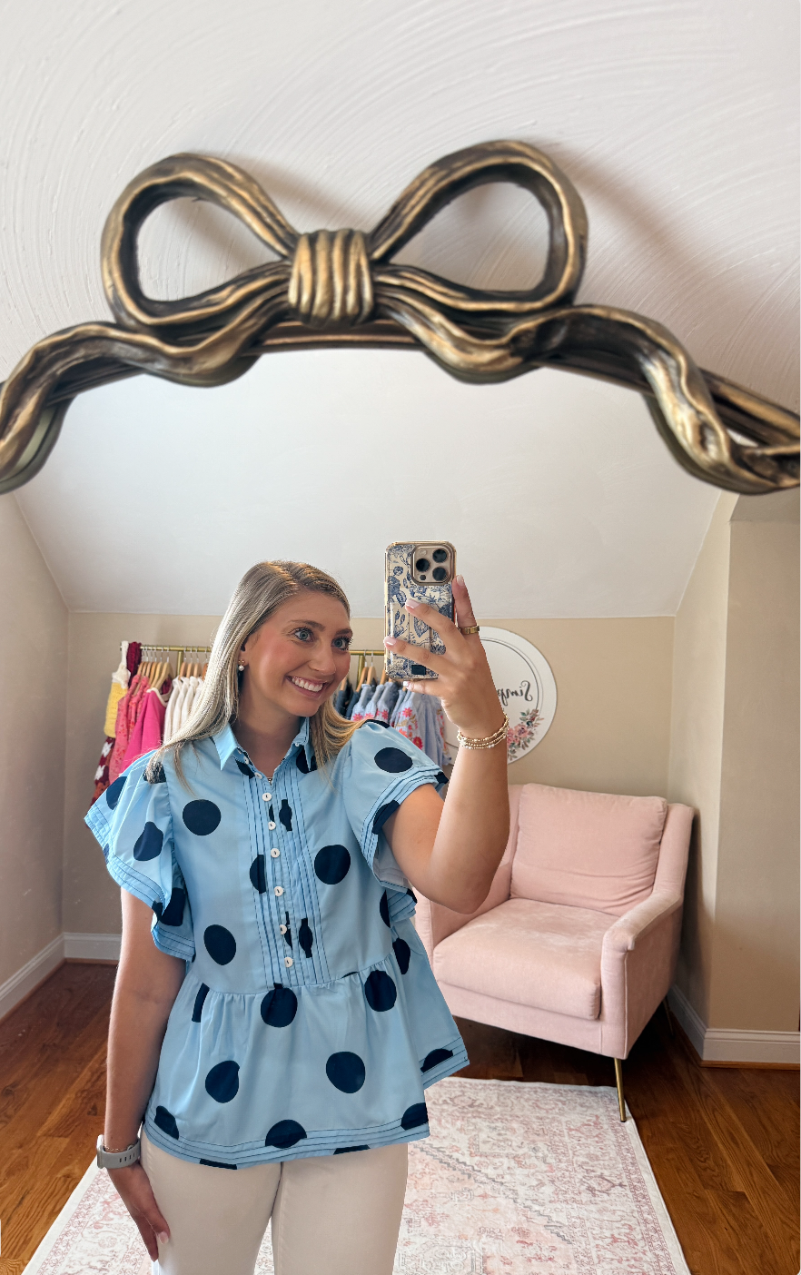 The Sky Dot Ruffle Top