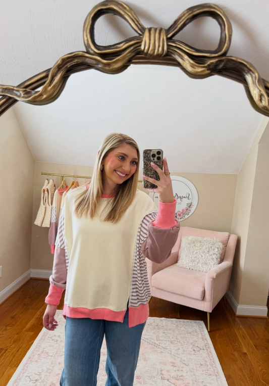 Blush & Mocha Striped Top